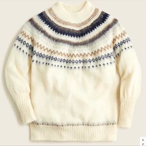J Crew Fair Isle yoke puff-sleeve sweater Size Small
